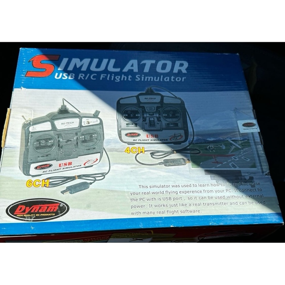 Dynam Black 6 Ch Computer USB Controller RC Left Throttle Game Flight Simulator